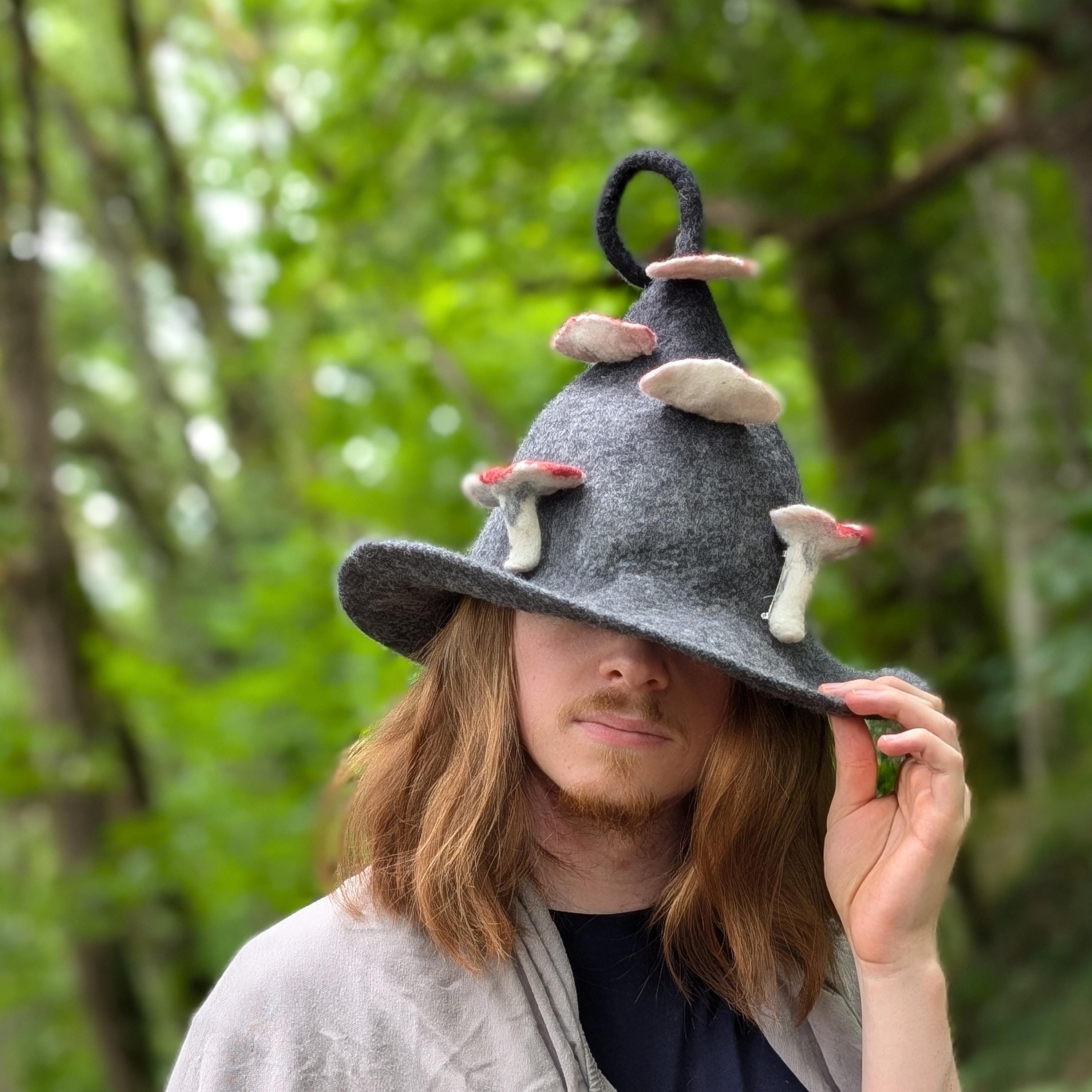 Cottagecore Felt Mushroom Hat – Handmade Wool Witch Hat  display picture 3