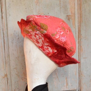 Unique Felted Wool Hats: Stylish and Warm Headwear, Flower vintage beret image 6