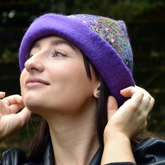 Wool Felt Pixie Hat Purple Fantasy Hat 