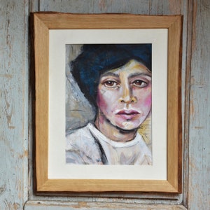 Original portraits acrylic painting on paper, mix media art, wall art, Wall decor