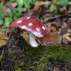 Felted Wool Mushroom Brooch Pin, Halloween Toadstool Jewelry