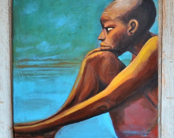 Original Acrylic African American Art Painting on Canvas, 16x16"