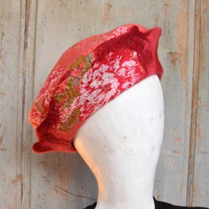 Unique Felted Wool Hats: Stylish and Warm Headwear, Flower vintage beret image 9