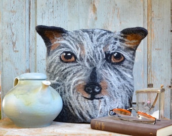 Teapot wool cozy dog lovers gift , handmade felt tea warmer, tea warmer gift for tea drinker