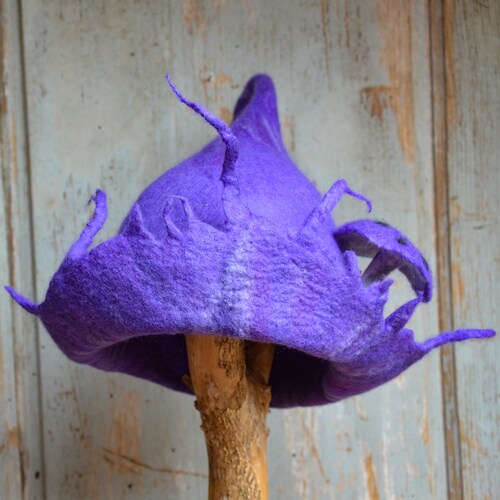 Purple pixie/elf felt hat handmade winter felt hats a costume hat shops gift for her