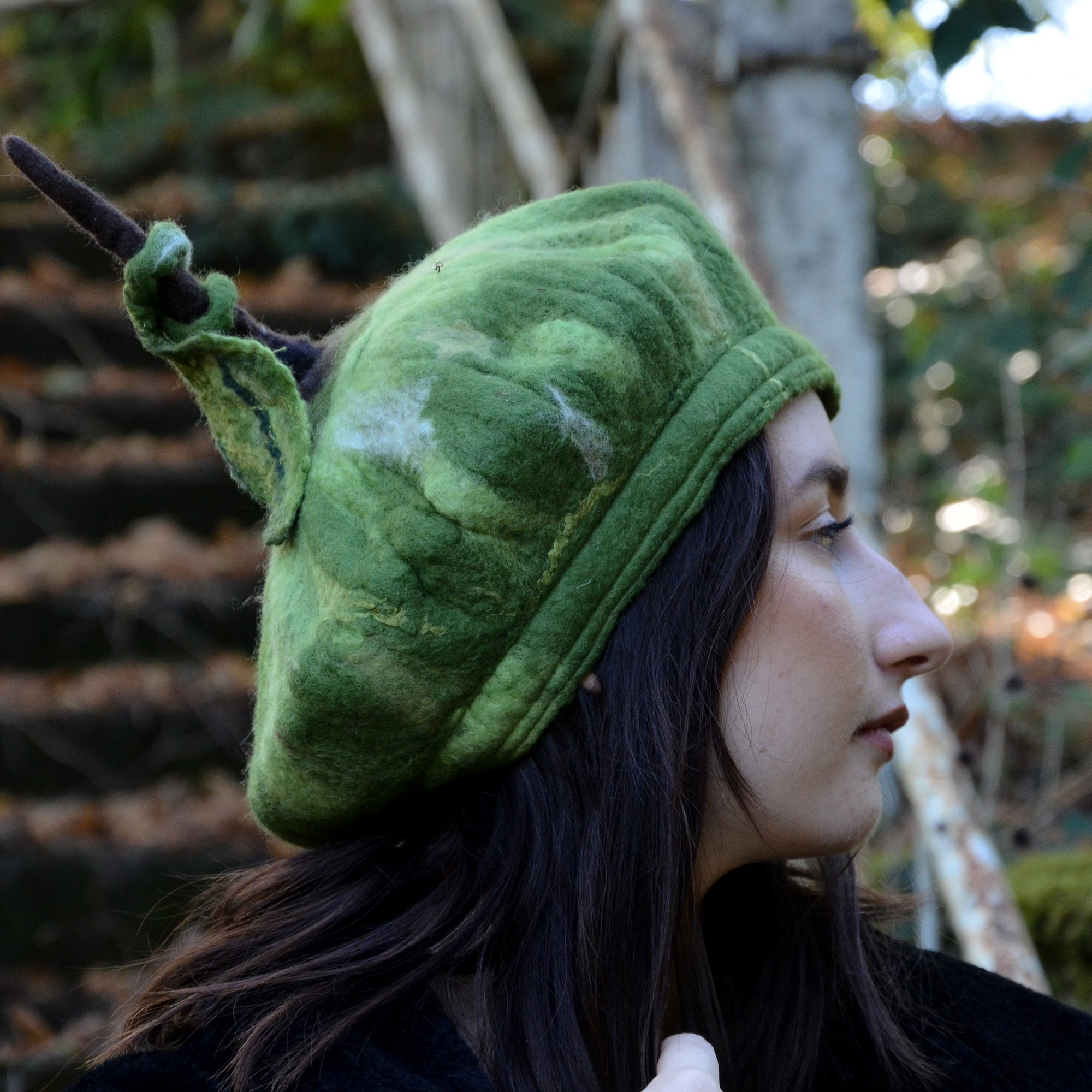 Gorro De Mujer Cálido De Fieltro De Lana Verde Boina Clásica Gorro De Mujer Cálido De Fieltro De Lana Verde Boina Clásica