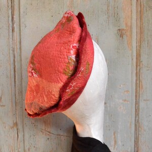 Unique Felted Wool Hats: Stylish and Warm Headwear, Flower vintage beret image 3