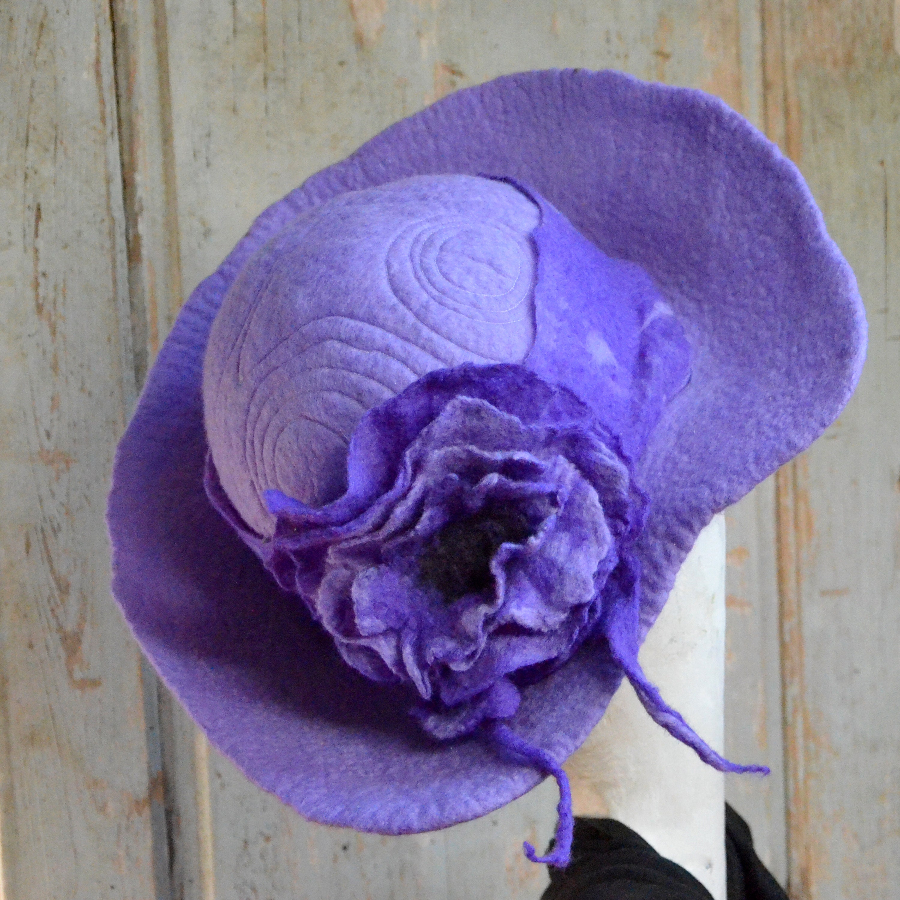 Purple Wool Wide Brim Hat Sequin Floral Embellished Statement Dress Hat glitter hat sold on Temu United States main image 2