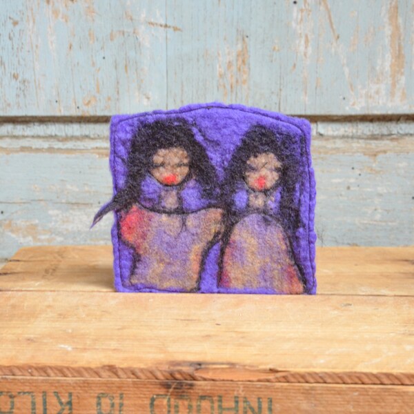 Brooch pin, small wool portrait, gift idea for her