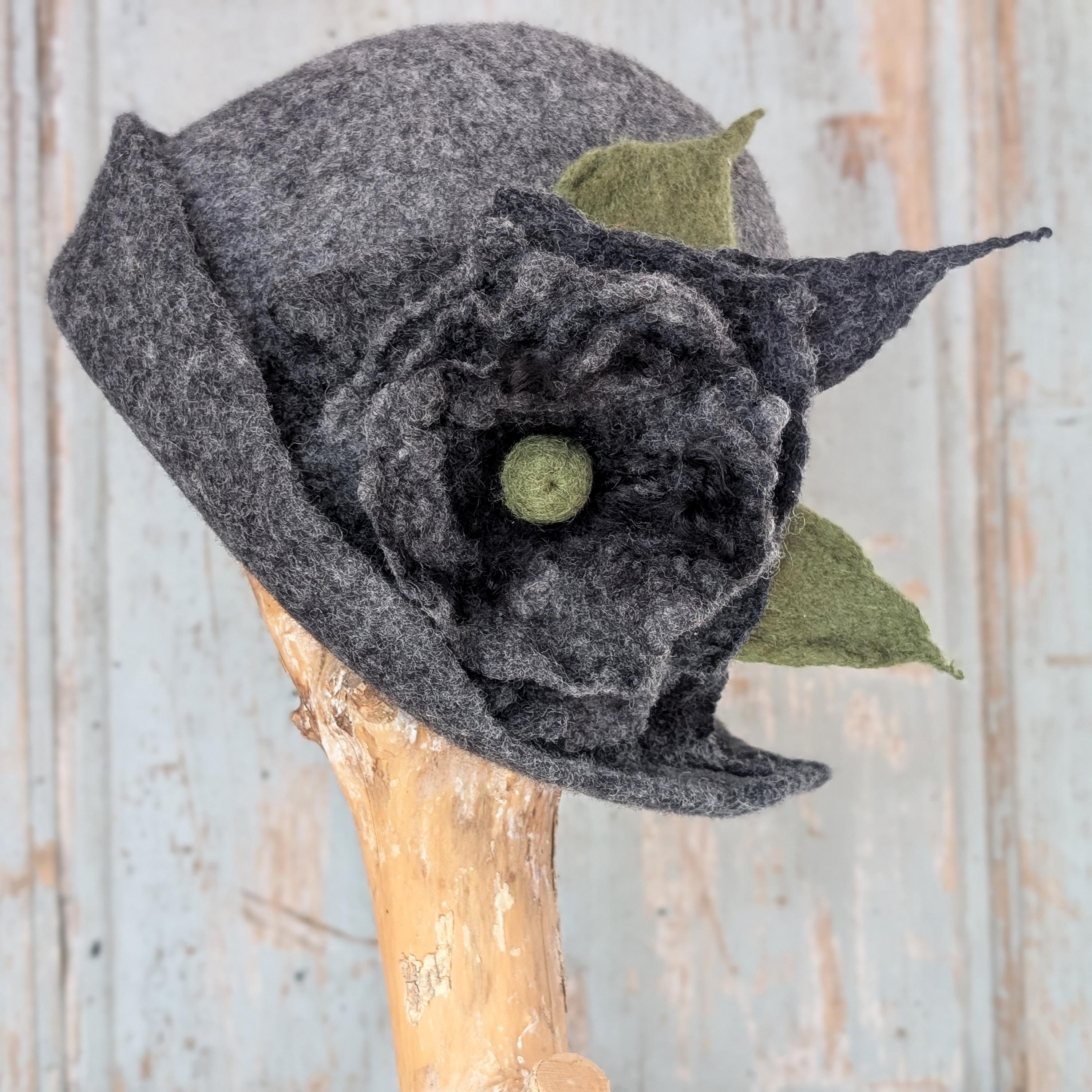 Grey Felt Cloche Hat – 1920s Style Wool Hat – Handmade  display picture 2