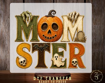 Momster DTF Transfer, Cute Halloween Mom Design, Ready To Press
