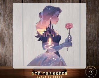 Princess Belle DTF Transfer: Beauty and The Beast Ready to Press