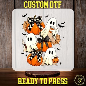 Halloween Ghost DTF Transfer, Spooky Vibes Ready to Press, Cute Halloween Shirt, Cute Ghost dtf, Coffee Halloween DTF Print, Heat Press DTF