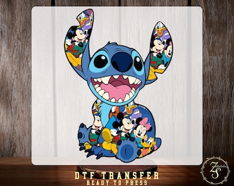 Transferencia de Stitch de personajes de Disney para camisetas familiares a juego de Disneyland, vacaciones en Disneyland