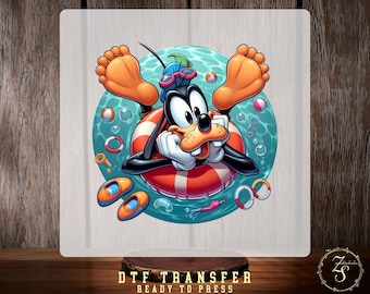 Transferencia de Goofy de Disney para el verano, divertida transferencia de calor para un viaje a un parque temático en la playa