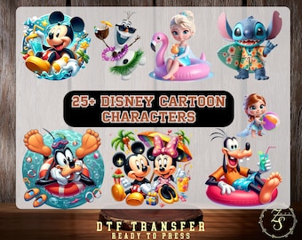 Transferencia termoadhesiva Disney Characters Summer Vibes, Mickey y sus amigos listos para planchar, Beach Vibes 2026, transferencia térmica Disney Princess Olaf