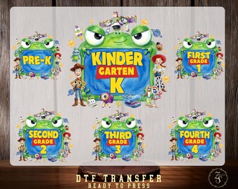 Toy Story Frog Grade Back to School Dtf Transfer, Happy First Day Of School Ready To Press