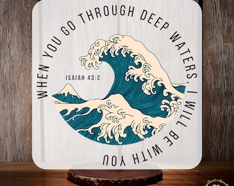 When You Go Through Deep Waters DTF Transfer, Religious Jesus  Christian Ready To Press, Faith Shirt dtf, Trendy Summer, Bible Verse, Beach