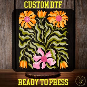 Retro Wildflower DTF Transfer, Boho Floral Ready to Press, Groovy Wildflower Design Shirt Transfer, Boho Flower, Full Color Designs for Mama