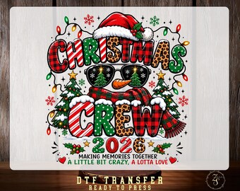 2026 Christmas Crew Family DTF Transfer, Funny Matching Family Iron on, Buffalo Plaid Holiday Ready To Press