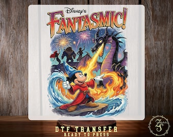 Mickey Fantasía Mago Transferencia DTF Hechicero Mickey Mouse Mago Mágico Listo para Presionar Disney Park Disneyland Viaje Transferencia de Calor