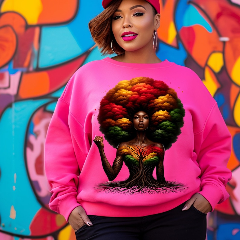 Afro Tree Woman DTF Transfer: Black Queen, Black History Month Ready to ...