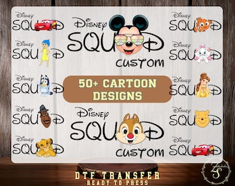 Transferencia personalizada de Disney Squad DTF, personajes de Disney personalizados para toda la familia, transferencia de camisetas grupales de Disney World