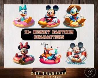 Flotador de playa y piscina Disney Mickey y sus amigos DTFTransfer, crucero, vacaciones familiares, viaje de verano, transferencia térmica a juego para grupos