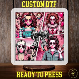 Halloween Horror Movie DTF Transfer, Halloween Horror Squad Ready to Press, Friends Horror Characters DTF Print, Halloween Movie Heat Prints