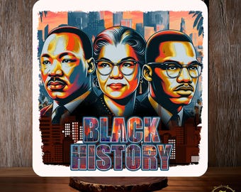 Black History DTF Transfer, MLK Rosa Parks Malcolm X, Civil Rights Leaders Ready To Press Heat Transfer