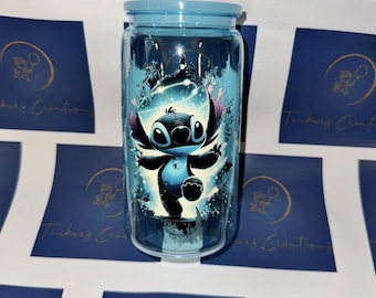 Blue Glass 16oz Stitch Tumbler