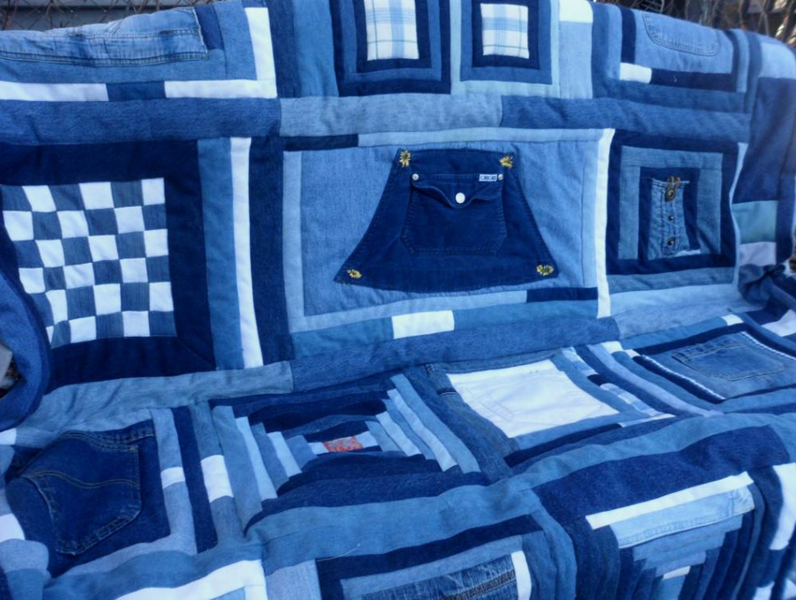 Blue Jean Quilt Patchwork Sampler Upcycled Denim 60x Etsy