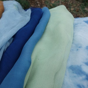 Silk Gauze Fabrics 10x 28 to 28x 40 Plant Dyes 9 Pieces Silk Naturally Dyed with Indigo Walnuts and Madder Blue Red Brown Silk Gauze zdjęcie 10