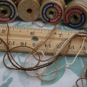 Silk Embroidery Threads Naturally Dyed on 6 Vintage Wooden Spools Dark Medium and Pale Brown Shades Dyed with Walnut Hulls 20 Yards Each image 7