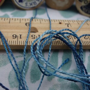 Silk Embroidery Thread Natural Dye on 7 Vintage Wooden Spools Shades of Light Medium and Dark Blue Dyed with Natural Indigo 20 Yards Each image 4