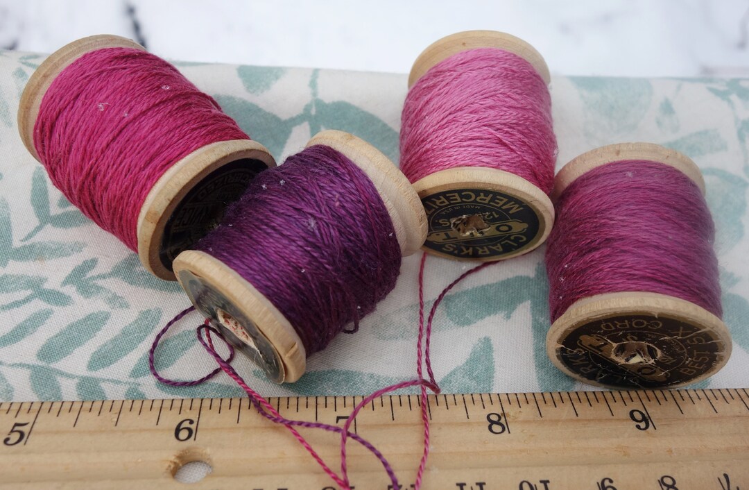 Silk Embroidery Thread Purple and Violet Pink Natural Dye on 4 Vintage ...