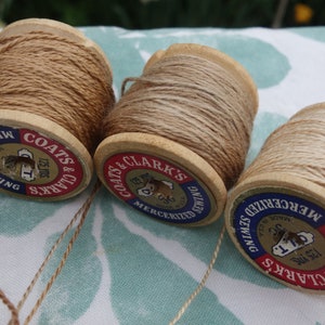 Silk Embroidery Threads Naturally Dyed on 6 Vintage Wooden Spools Dark Medium and Pale Brown Shades Dyed with Walnut Hulls 20 Yards Each image 5