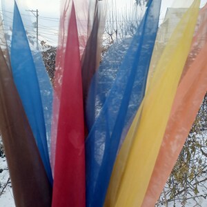 Organza Silk Fabric 7 Pieces Natural Plant Dyes Blue Yellow Orange Brown Dyed with Indigo Walnut and Madder Dye 14x 24 to 16x 36 Destash image 7