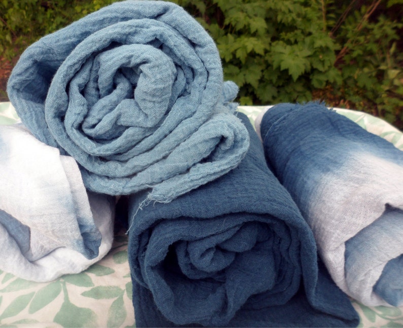 Cotton Gauze Fabric Light Indigo Blue Natural Dye Lightweight Etsy