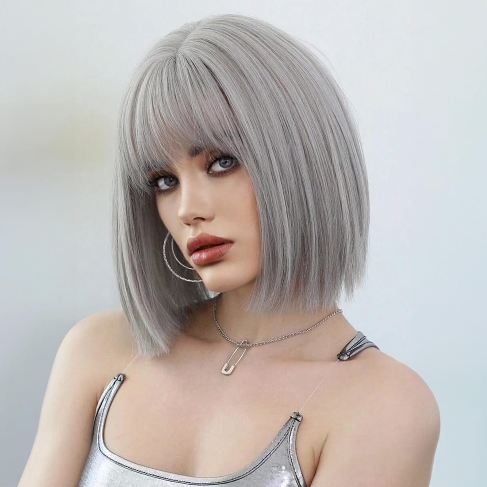 15+ Grey Bob Wig Grey Bob Wig, Grey Wig, Short Wig, Short Bob Wig, Wig With Bangs