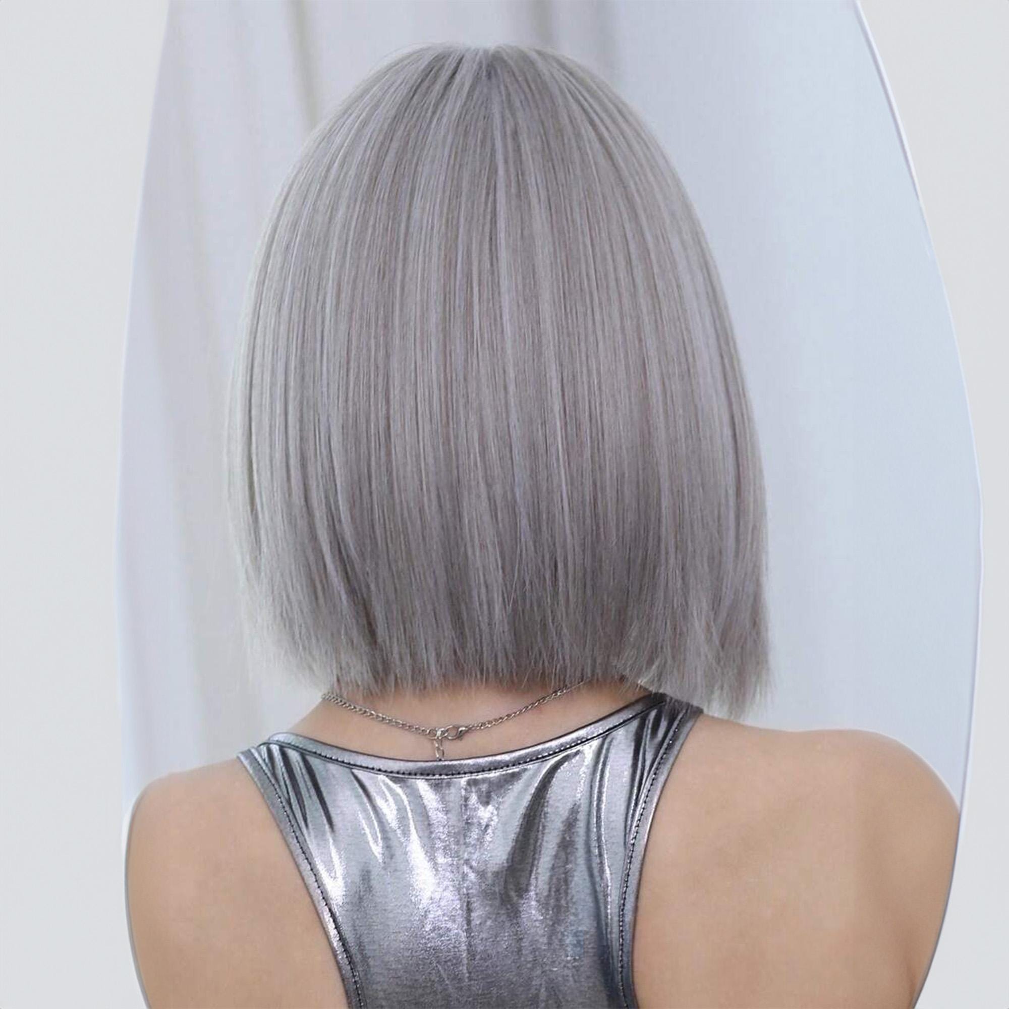 15+ Grey Bob Wig Grey Bob Wig, Grey Wig, Short Wig, Short Bob Wig, Wig With Bangs
