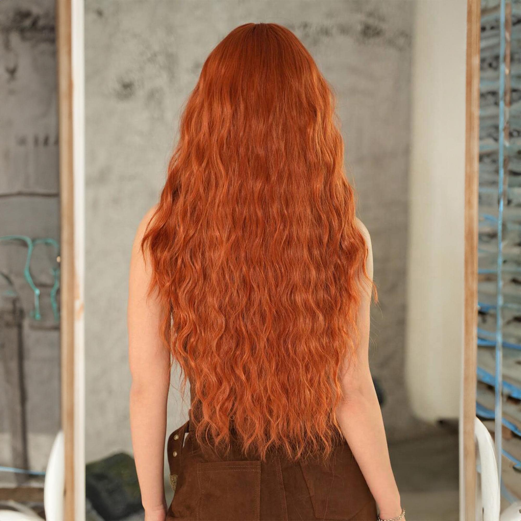 Orange Wig, Ginger Wig, Long Wavy Wig, Curly Wig, Wig, Wigs 