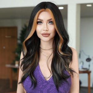 Black Wavy Wig, Black Wig, Long Wig, Long Curly Hair Wig, Wig, Wigs, Party Wig, Wigs for Daily, Cosplay Wig, Synthetic Wig