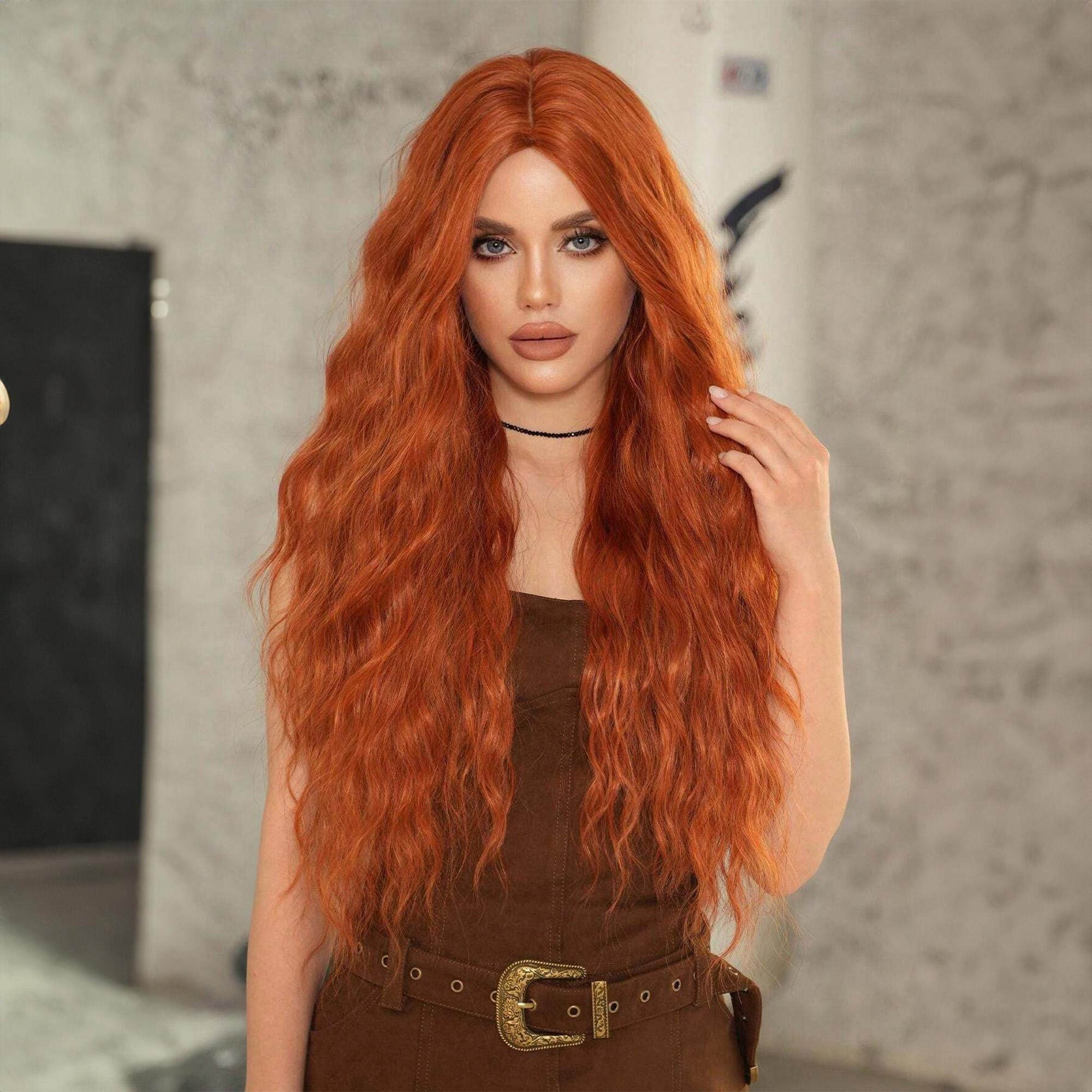 Curly Ginger Wig Etsy