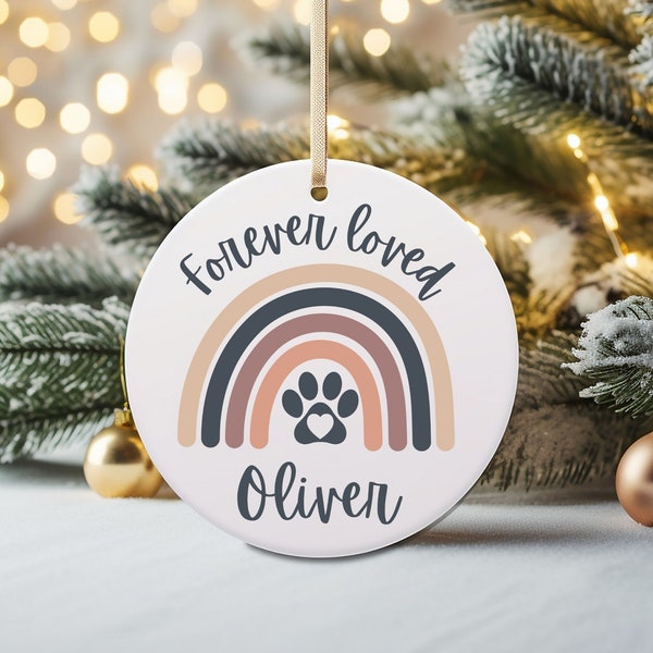 Pet Memorial Rainbow Christmas Ornament, Personalized Pet Loss Ornament, Custom Pet Memorial Gift, Pet Loss Memory Gift, Rainbow Bridge Gift