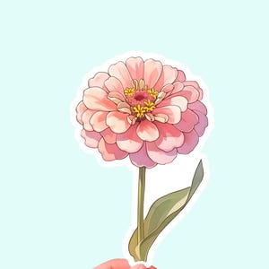 Flower sticker, Zinnia sticker, Watercolor sticker, Cute flower sticker, Vinyl flower sticker, Laptop sticker, Aesthetic flower
