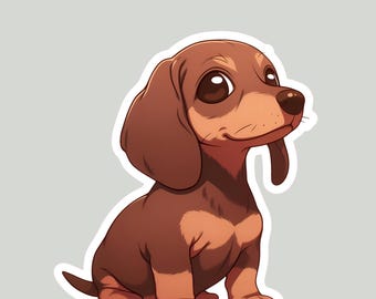 Wiener Wonder Dog Sticker Chubby Dachshund Decal with Puppy Eye Kawaii Pup for Dog Moms Adorable Dachshund Vinyl Decal | Wiener Dog Cutie