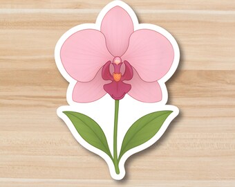 Pink Orchid Sticker: Waterproof Floral Vinyl Decal for Laptop, Water Bottle