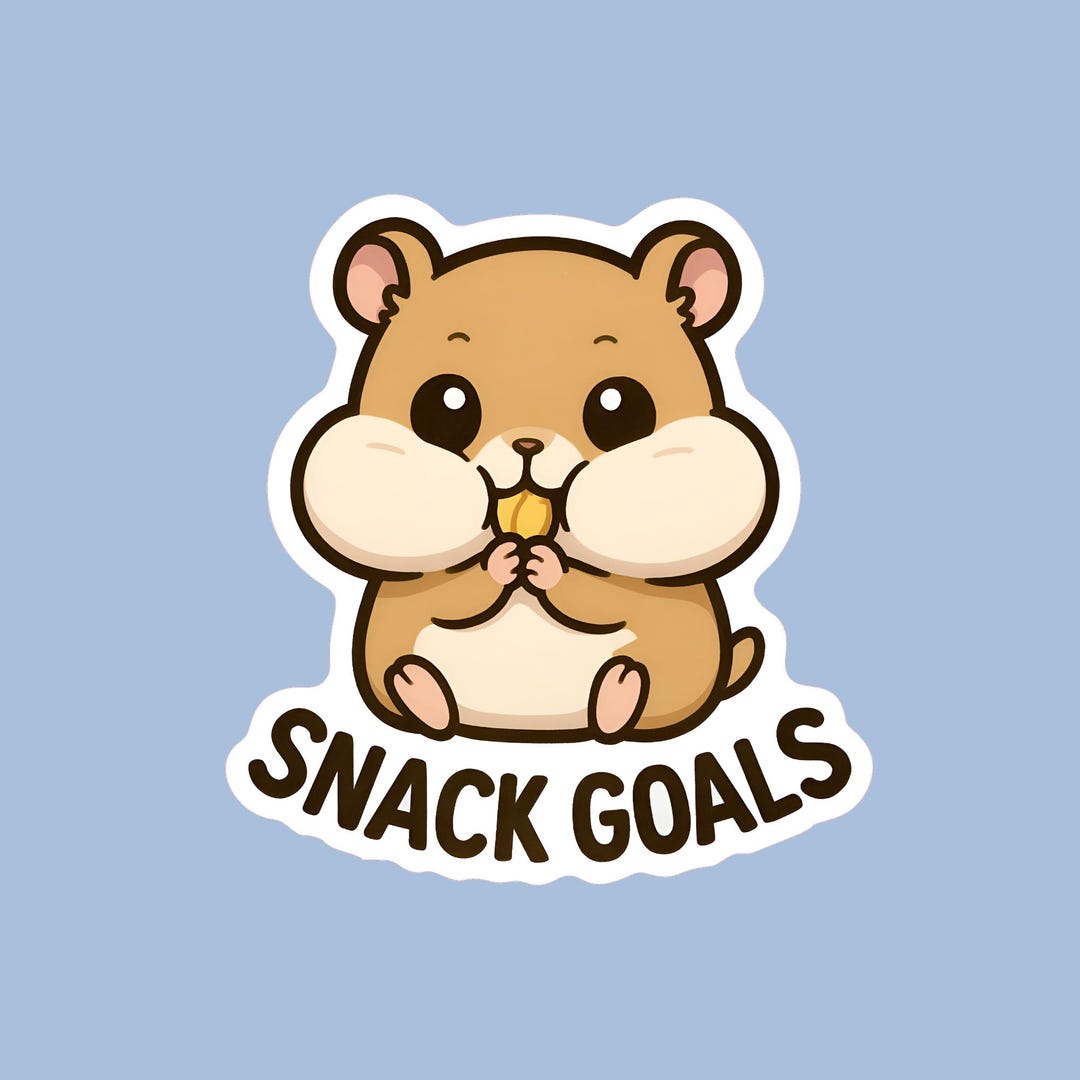 Snack Goals Hamster Sticker | Cute Kawaii Animal Vinyl Sticker | Funny ...