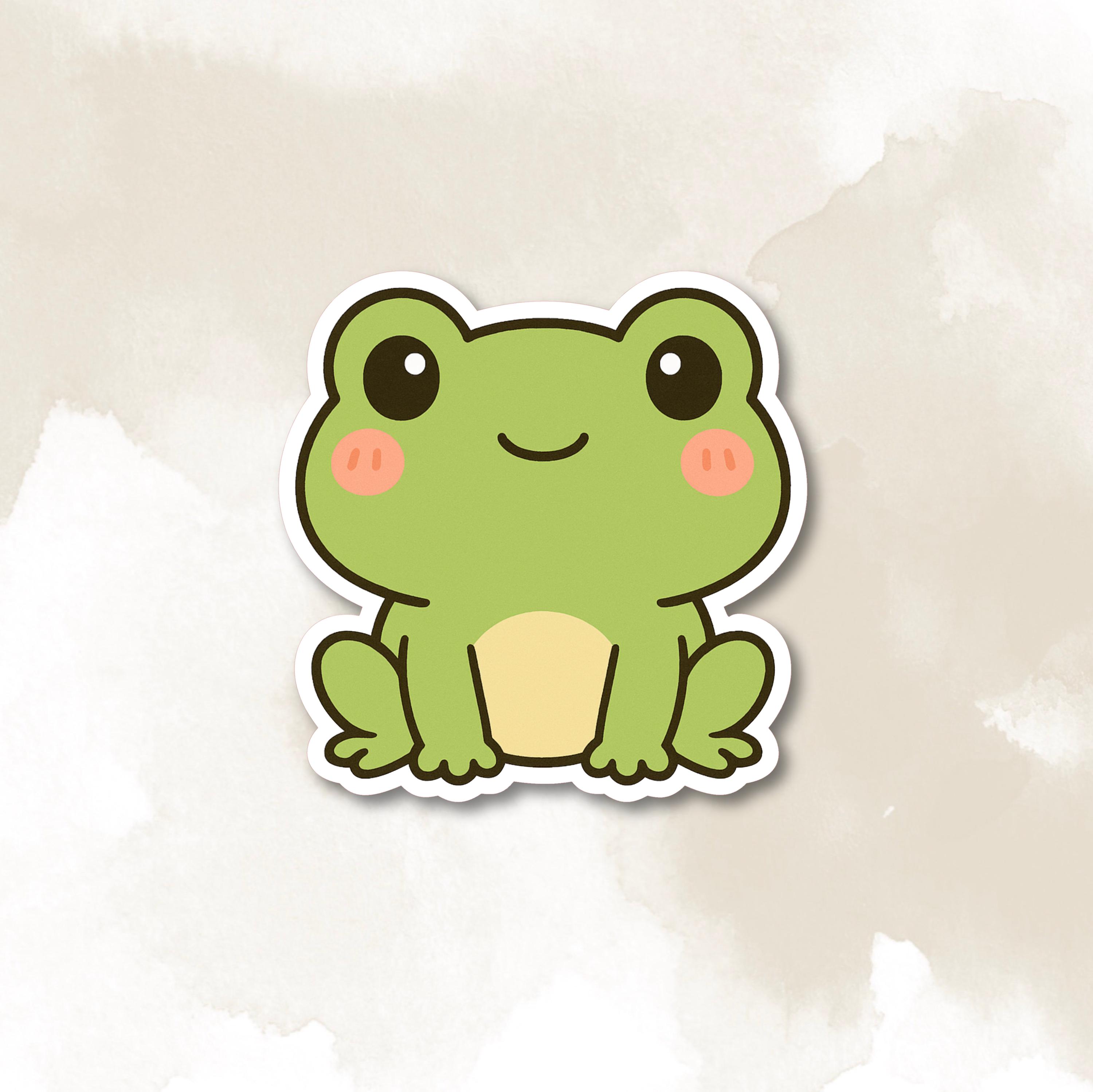 Kawaii Frog Sticker – Waterproof Vinyl Decal for Laptops, Bottles - Etsy